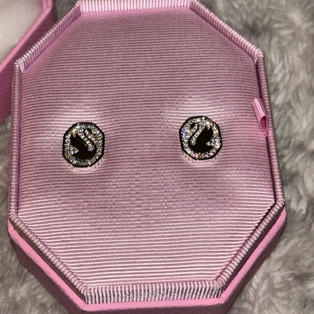 Swarovski Signature Swan Rhodium Earrings in Box - Picture 3 of 9
